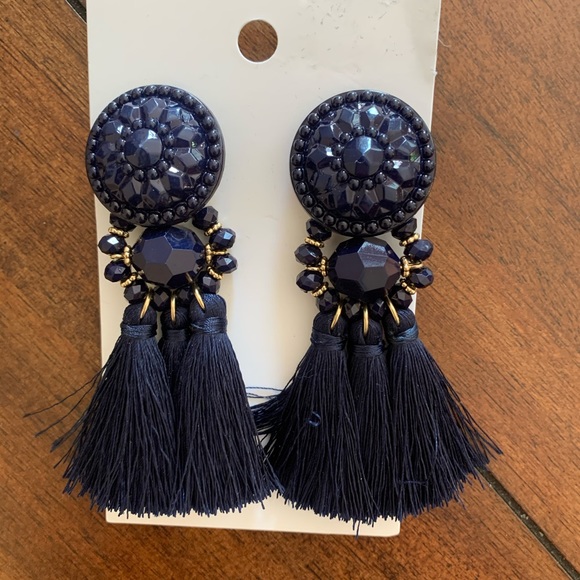 NWT. H&M statement earrings with tassel & stones - Picture 4 of 6